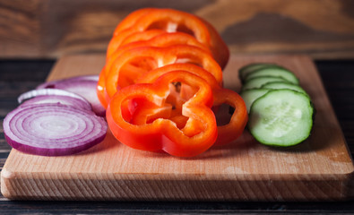 Fresh vegetables on wood desk