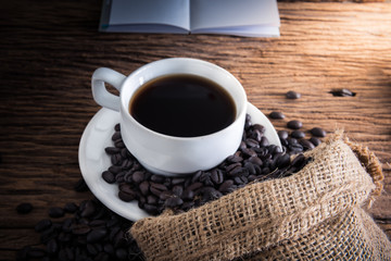 coffee cup and coffee beans