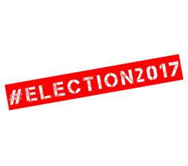 Rubber stamp with text Hashtag election 2017