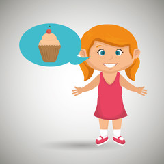 girl cartoon cup cake vector illustration eps 10