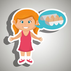 girl cartoon eggs health food vector illustration eps 10