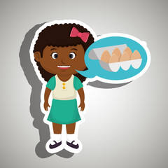 girl cartoon eggs health food vector illustration eps 10
