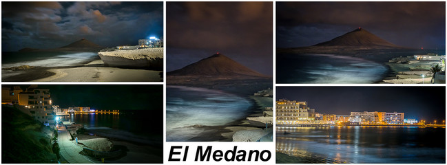 Postcard El Medano at night, Tenerife,Spain