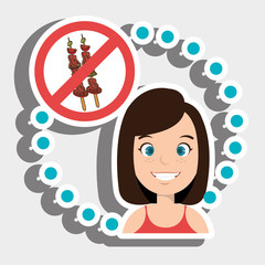 woman cartoon fast food prohibited vector illustration eps 10