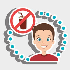 man cartoon fast food prohibited vector illustration eps 10