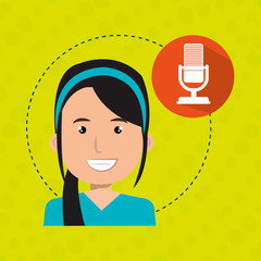 woman microphone audio speak vector illustration eps 10