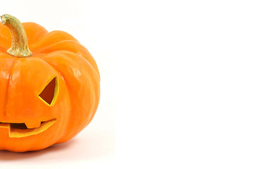Half Halloween Pumpkin on a white background