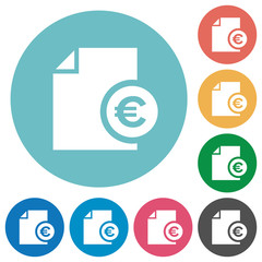 Euro report flat round icons