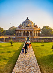 DELHI,INDIA-DECEMBER 14,2015: Humayun's Tomb (Mausoleum) in the garden of the Char Bagh
