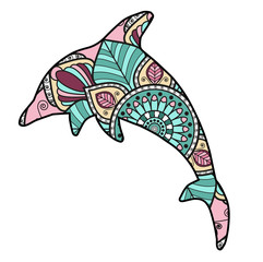 Vector illustration of colored dolphin mandala, delfino mandala colorato vettoriale