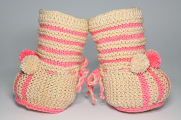 knitted woolen booties for young children