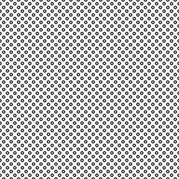Vector monochrome seamless pattern, simple geometric texture with circles & rings, black & white symmetric abstract endless background. Design element for prints, decor, textile, furniture, digital