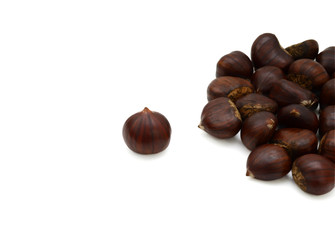 Fresh chestnuts isolated on white background
