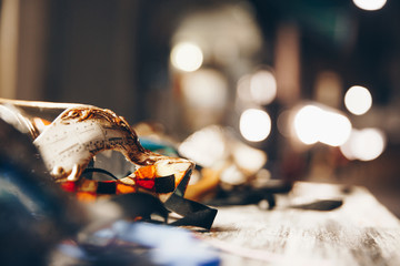 female carnival mask with night background