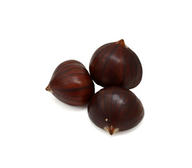 Fresh chestnuts isolated on white background