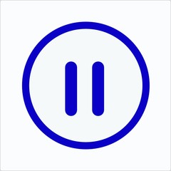 Pause icon. Dark blue.  Pause button.