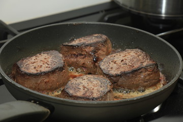 Steaks in a pan