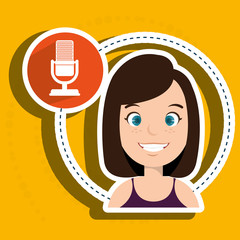 woman microphone audio speak vector illustration eps 10