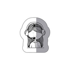 Woman operator icon. Call center technical service online and support theme. Isolated design. Vector illustration