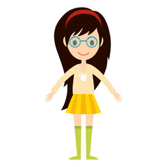 Beautiful vector cartoon fashion girl.