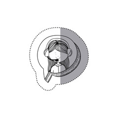 Woman operator icon. Call center technical service online and support theme. Isolated design. Vector illustration