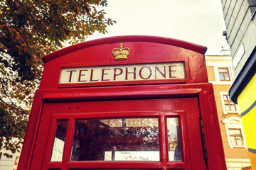 close up of red telephone booth, symbol of London