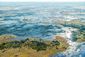 Okavango delta (or Okavango Grassland) is one of the Seven Natural Wonders of Africa (view from the...