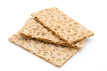 Stack of wholegrain crispy bread with sunflower, chia and sesame