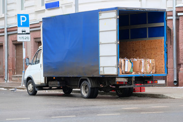 Moscow, Russia - December, 18, 2016: truck parked for unloading in Moscow, Russia