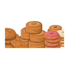 Bread and donut icon. Bakery food shop traditional and product theme. Isolated design. Vector illustration
