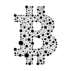 Bitcoin. The logo of the black dots connected by lines