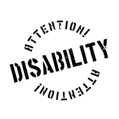 Disability rubber stamp. Grunge design with dust scratches. Effects can be easily removed for a clean, crisp look. Color is easily changed.