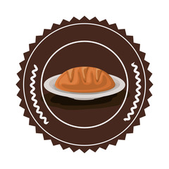 Bread inside seal stamp icon. Bakery food shop traditional and product theme. Isolated design. Vector illustration