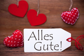 Read Hearts, Label, Alles Gute Means Best Wishes