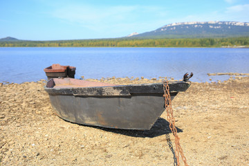 boats on bank of lake