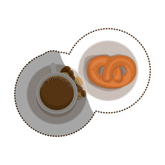 Pretzel and coffee cup icon. Bakery food shop traditional and product theme. Isolated design. Vector illustration