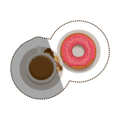 Donut and coffee cup icon. Bakery food shop traditional and product theme. Isolated design. Vector illustration