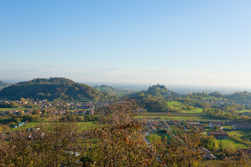 Fototapeta premium Autumn hills panorama, Italian landscape