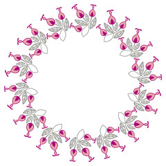 Color round frame with abstract flowers. 