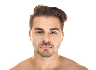 Obraz premium Portrait of young handsome man on white background