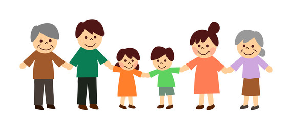 手をつなぐ三世代家族