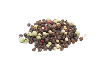 Peppercorns isolated on white background.
