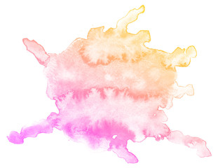 Abstract pink watercolor on white background.The color splashing on the paper.It is a hand drawn.
