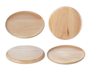 wooden plate isolated on white background