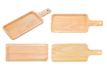 wooden plate isolated on white background