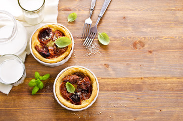 Open pies with dried tomatoes