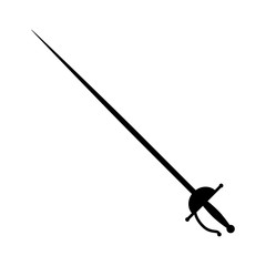 Rapier / Espada Ropera or epee sword weapon flat icon for games and websites  - obrazy, fototapety, plakaty