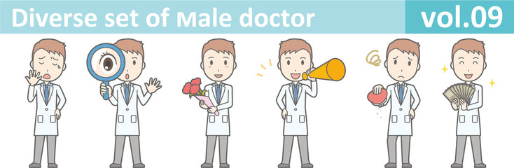 Diverse set of young male doctor , EPS10 vector format vol.09