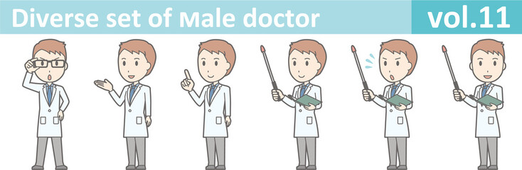 Diverse set of young male doctor , EPS10 vector format vol.11