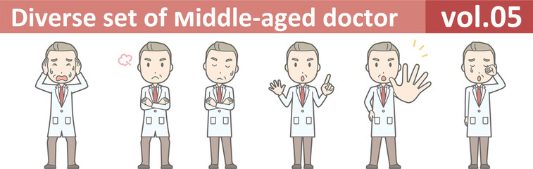 Diverse set of middle-aged male doctor,EPS10 vector format vol.0
